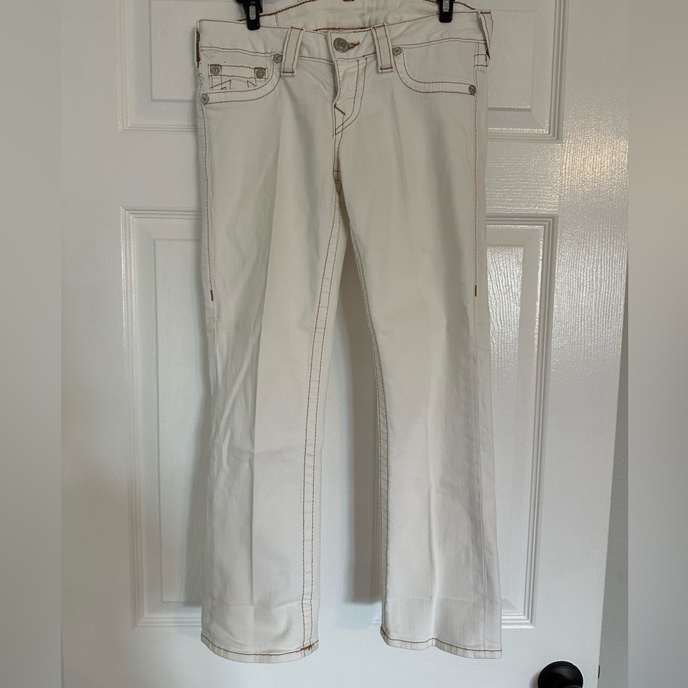 True Religion Cream Flare Jeans
